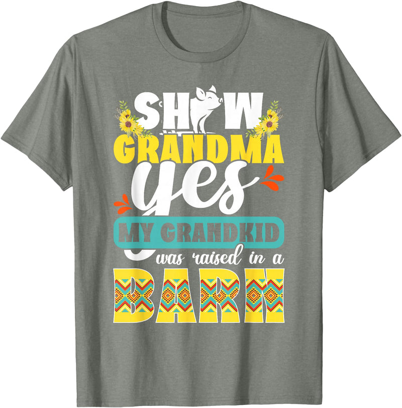 Funny Pig Show Grandma For Mother's Day Pig Show Grandma Funny Pig Show Grandmother T-Shirt - Olive Heather