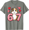 Guinea pig 67 Meme Valentines Cute 67 Heart Guinea Pig Love T-Shirt - Olive Heather