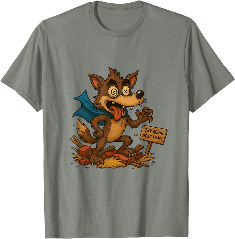 Three Hero Pigs Storytime Legends Bad Wolf in personalized costume 3 Pigs on the back T-Shirt - Olive Heather