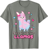 Just A Girl Who Loves Llamas BW Art Llama Girl Shirt Just A Girl Who Loves Llamas Cute T-Shirt - Olive Heather