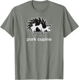 Pork Cupine Shirts Funny Pork-Cupine Shirt - Porcupine and Pig Tee T-Shirt - Olive Heather