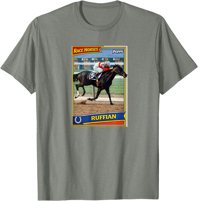 Handicapping Horse Gear Ruffian Horse, Horse Racing, Santa Anita Del Mar Race Horses T-Shirt - Olive Heather