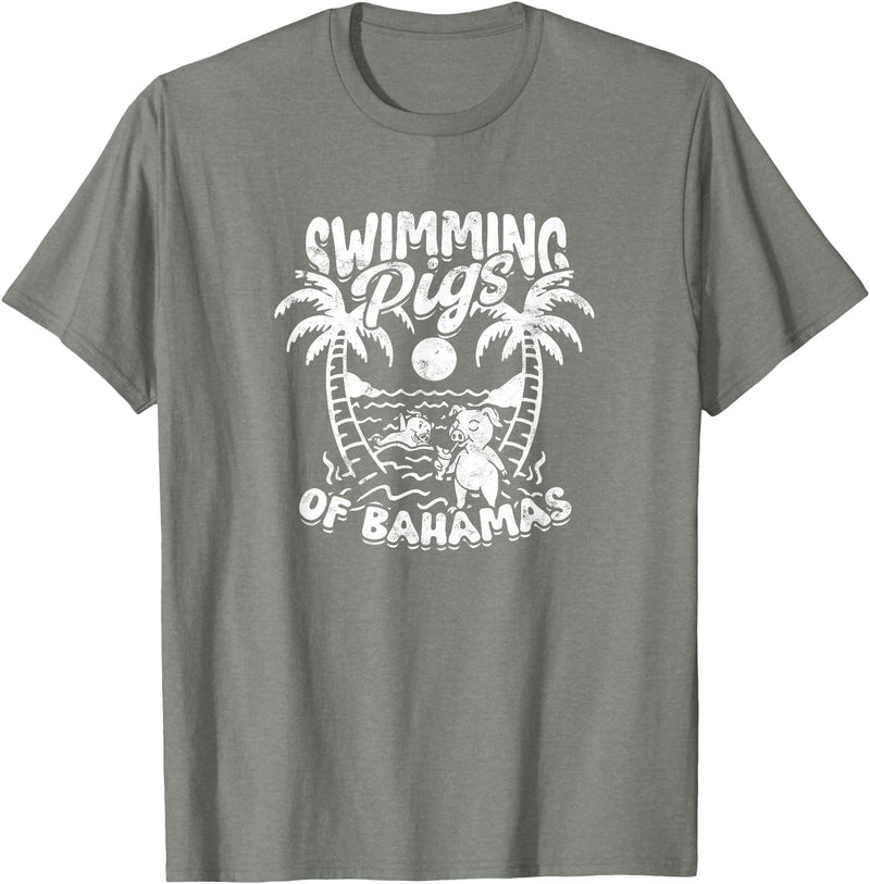 Bahamas - Animals - Attraction SWIMMING PIGS OF BAHAMAS - Bahamas T-Shirt - Olive Heather