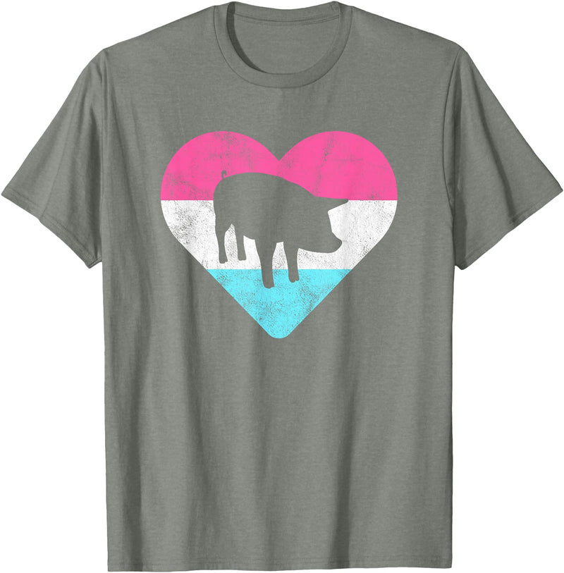 Retro Vintage Animal and Pet Gifts Retro Vintage Pig Gift for Women or Girls T-Shirt - Olive Heather