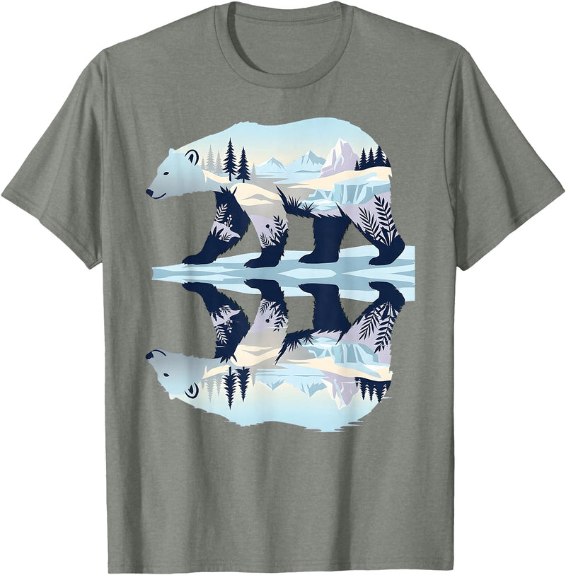 Polar Wildlife Fan Lover Nature Polar Bear Arctic Wildlife Nature Lover Animal Art Kids T-Shirt - Olive Heather