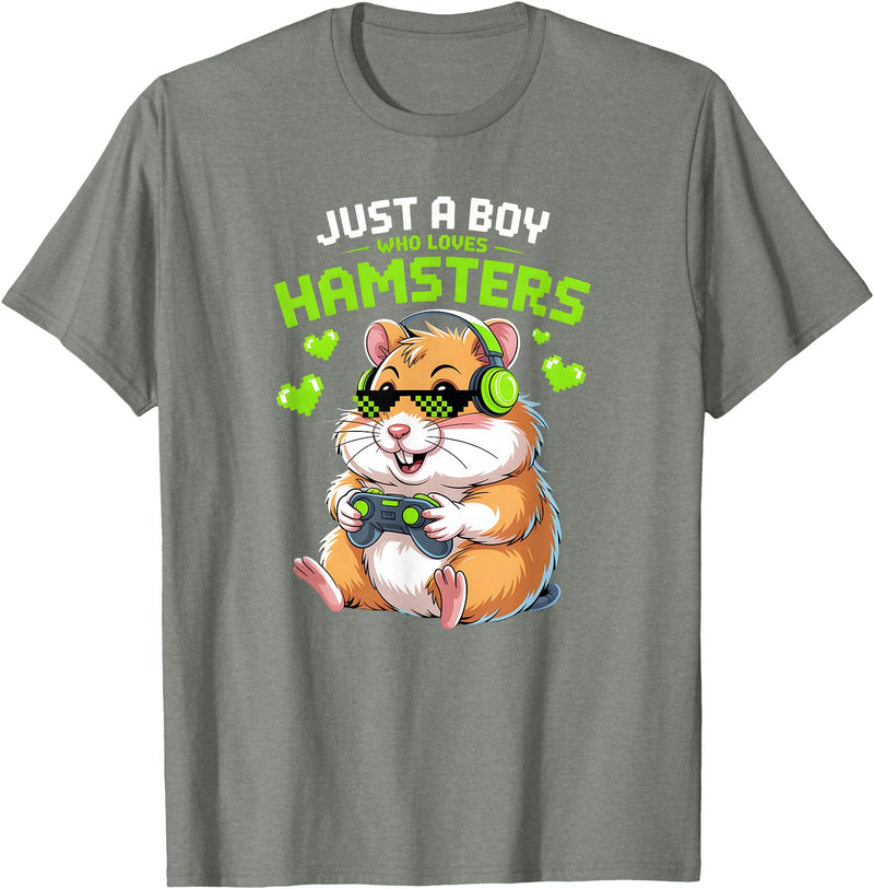 Boys Hamster T-Shirt - Olive Heather