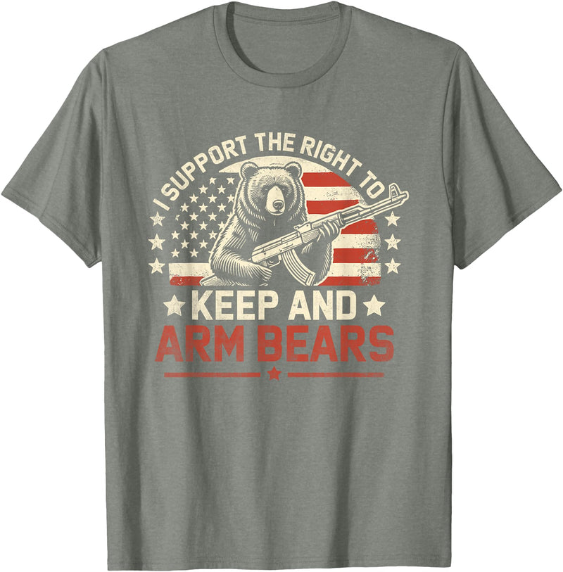 Right to Arm Bears Meme Funny Design Tees I Support the Right to Keep and Arm Bears Funny Meme Design T-Shirt - Olive Heather