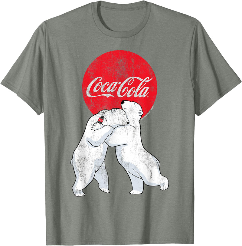 Coca-Cola Christmas Polar Bears Classic Logo T-Shirt - Olive Heather