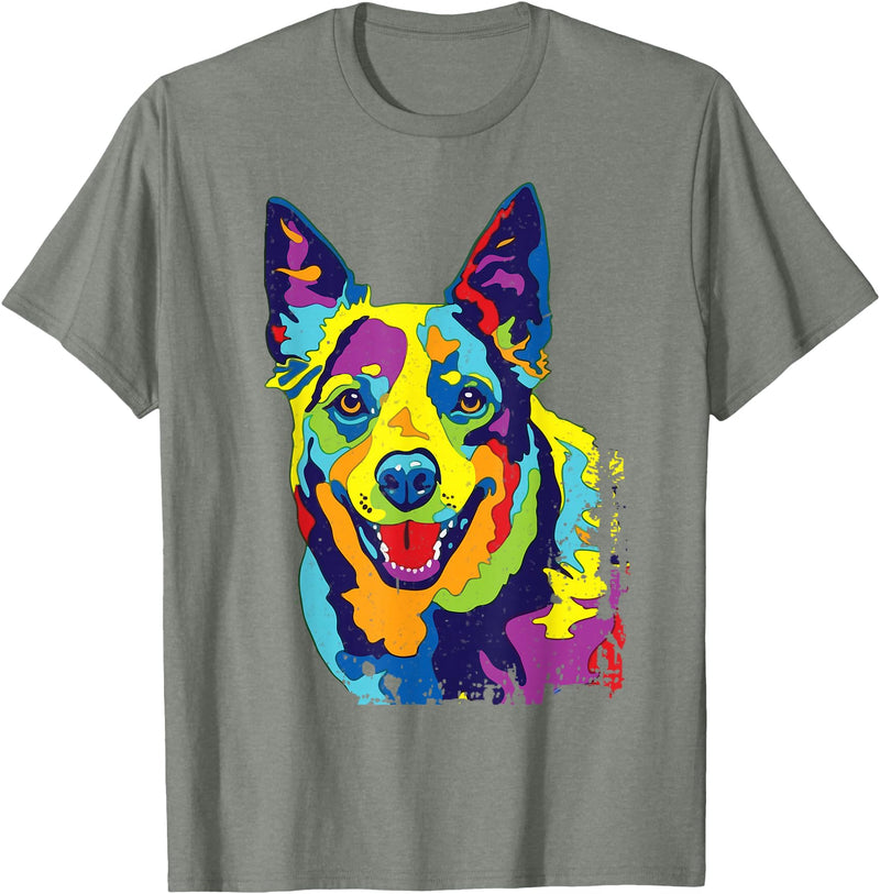 Funny Dog Lover Shirts Cattle Dog Shirt Funny Australian Cattle Dog Pop-Art Shirt T-Shirt - Olive Heather
