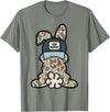 Funny Bunny Egg Hunter Rabbit Lovers Happy Easter Camouflage T-Shirt in Olive Heather