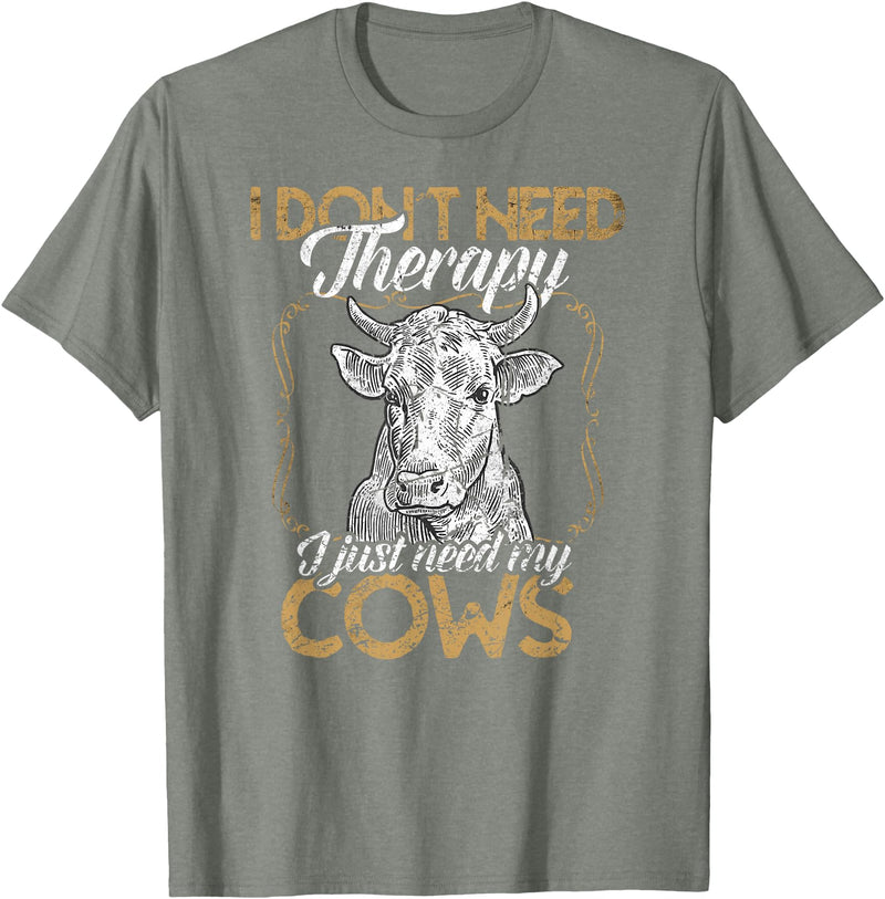 Kuh Kühe Rinder Cow Landwirt Geschenke Bekleidung Ich brauche keine Therapie nur meine Kühe Kuh Landwirt T-Shirt - Olive