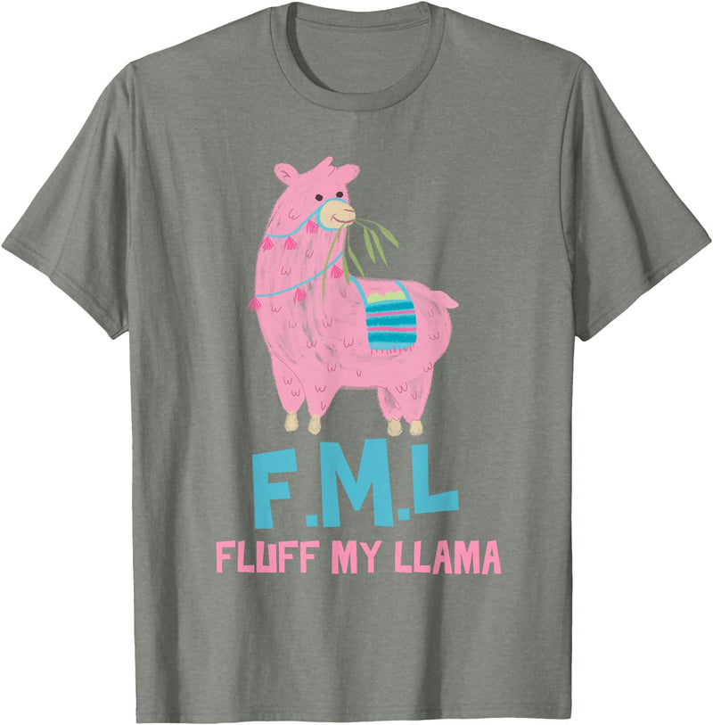 BlueTonic Animals FML Fluff My Llama Cute Animal T-Shirt - Olive Heather