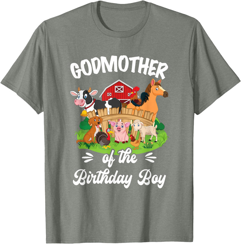 Vintage Retro Birthday Godmother Of The Birthday Boy Party Cow Farm 1St Birthday T-Shirt - Olive Heather