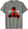 Buffalo Plaid Bear Designs Sugar Nickname Bear Buffalo Plaid Design T-Shirt - Olive Heather