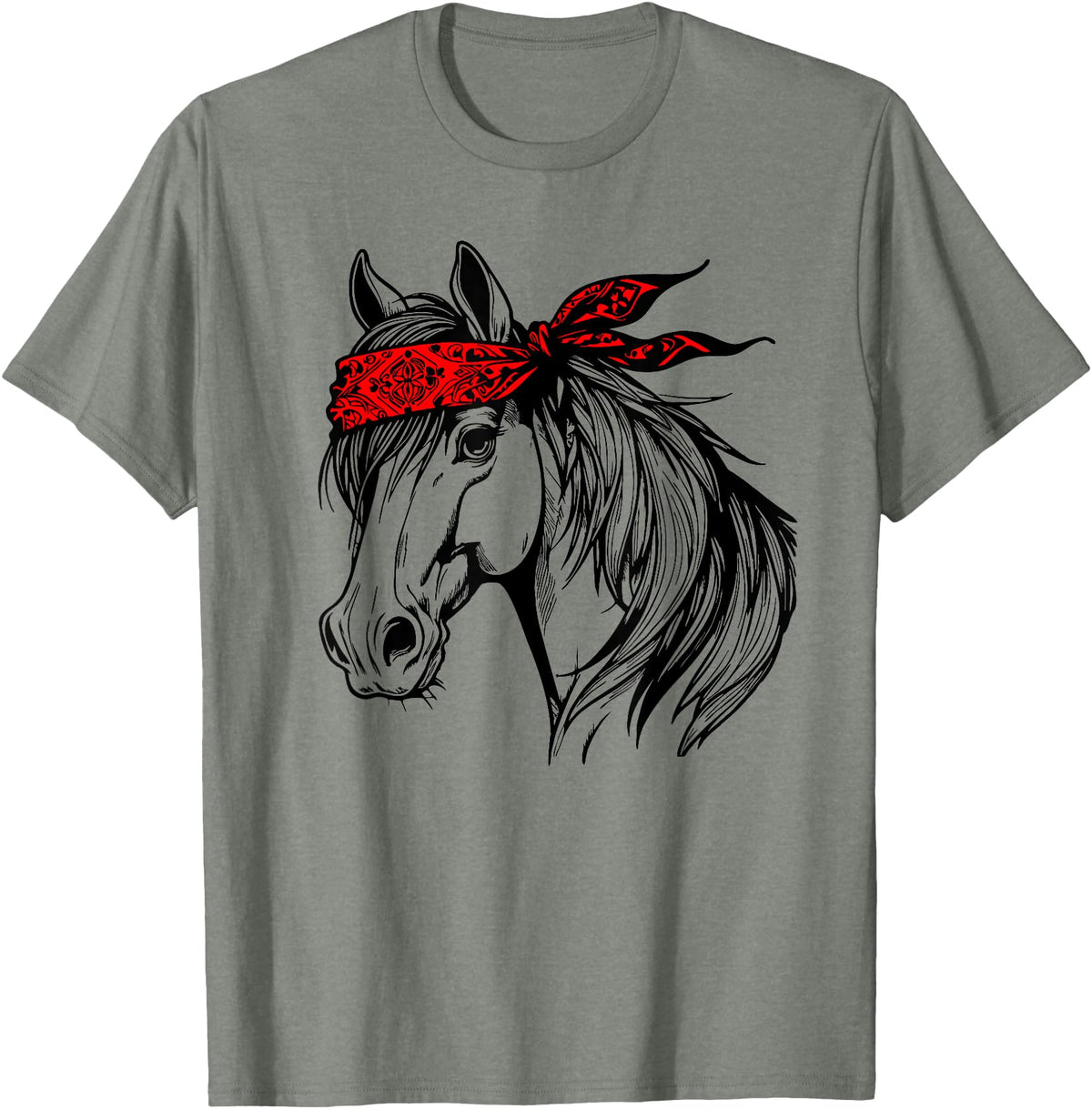 Horse Bandana Designs for Horse Lovers Horse Bandana for Horseback Riding Horse Lover Mother's Day T-Shirt - Olive Heather