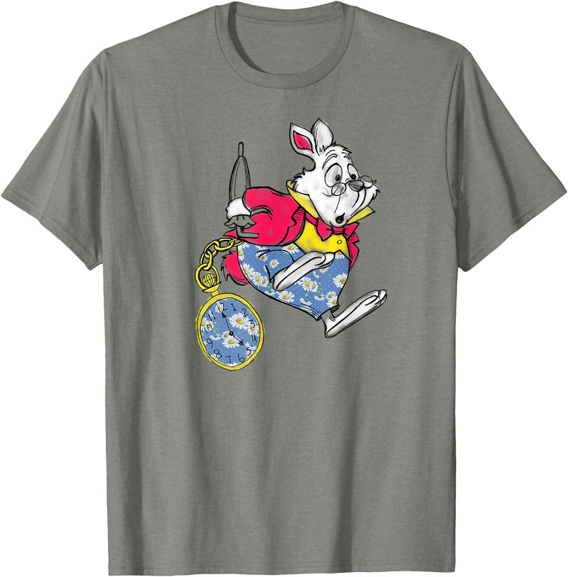 Alice in Wonderland - Late White Rabbit T-Shirt in Olive Heather