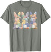 Easter Patchwork Bunny Cute Bunny Rabbit Coquette Lace Bow T-Shirt in Olive Heather