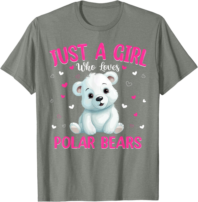 Just A Girl Who Loves Polar Bear Gifts Co. Just A Girl Who Loves Polar Bear Women Girls Cute Polar Bear T-Shirt - Olive Heather
