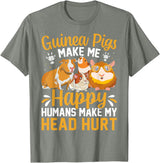 Funny Guinea Pig Gifts For Women Men Kids by DMTRY Guinea Pigs Make Me Happy Humans Make My Head Hurt T-Shirt - Olive Heather