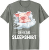 Cute Sleeping Pig Nightgown Sleepwear Pajama Official Sleepshirt Cute Sleeping Pig Animal Lovers Pajama T-Shirt - Olive Heather