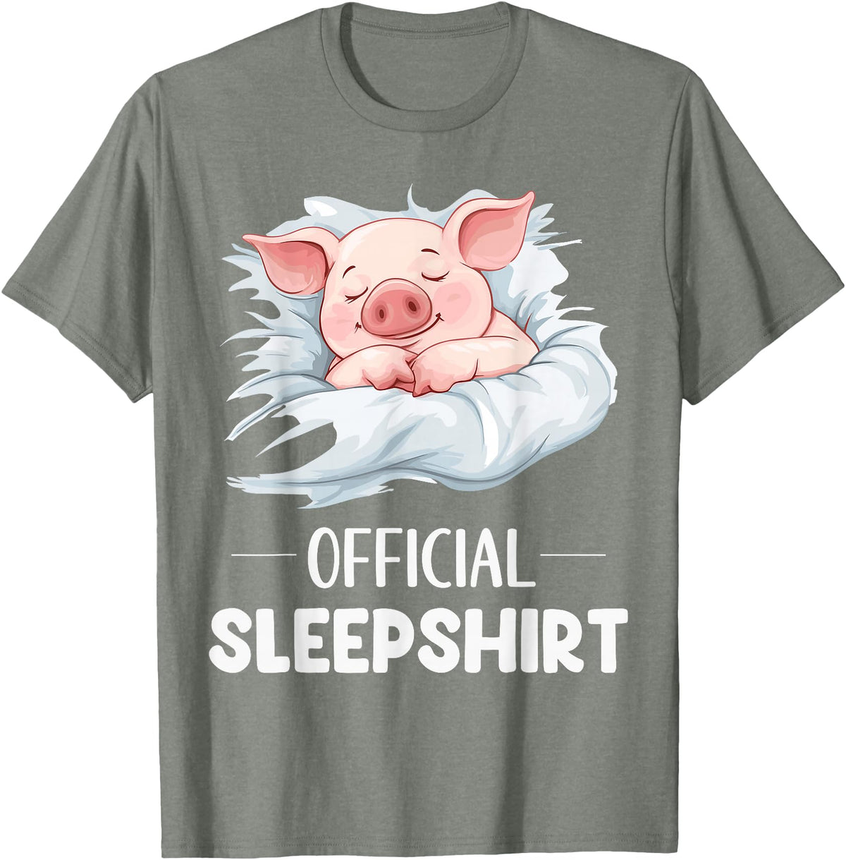 Cute Sleeping Pig Nightgown Sleepwear Pajama Official Sleepshirt Cute Sleeping Pig Animal Lovers Pajama T-Shirt - Olive Heather