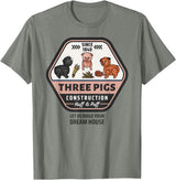 Slightly Unhinged Heather Three Pigs Construction Co. Logo T-Shirt - Olive Heather