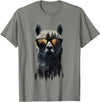Funny Llama Lover Graphics Funny Alpaca Llama with Sunglasses Animal Graphic T-Shirt - Olive Heather