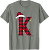 Awesome Letter K Initial Name Buffalo Plaid Christmas Pajama T-Shirt - Olive Heather
