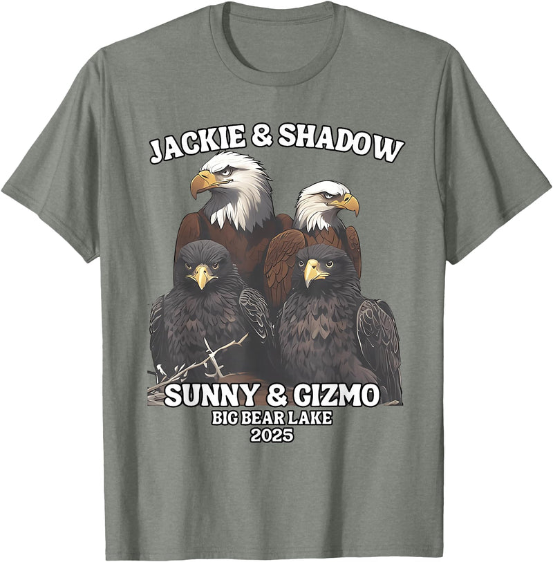 Jackie and Shadow Bald Eagle Family Tee Jackie and Shadow Sunny and Gizmo Big Bear Lake 2025 T-Shirt - Olive Heather