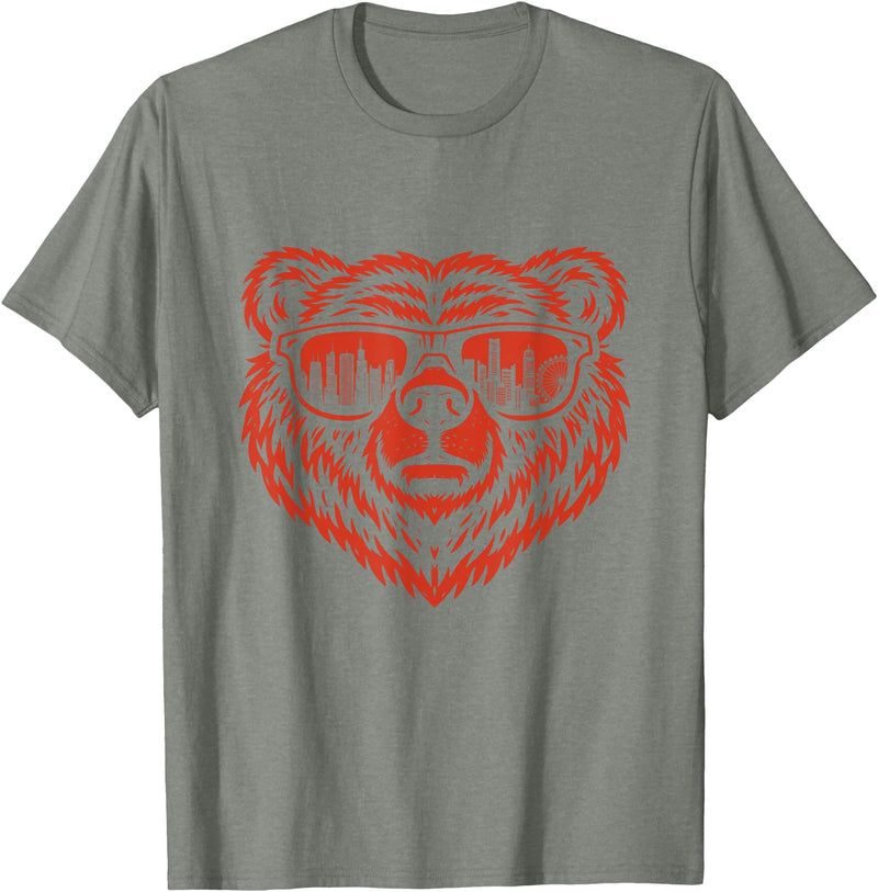 Bear Lover Merch Bear Sunglasses - Bear Lover T-Shirt - Olive Heather