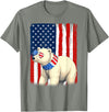 Patriotic USA Flag Polar Bear 4th of July Co. Polar Bear US America Flag Men Women 4th of July Patriotic T-Shirt - Olive Heather