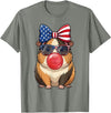 Cute Guinea Pig Bubble Gum Coquette Bow Girls Kids Patriotic Guinea Pig 4th of July Bow American Flag Girls T-Shirt - Olive Heather