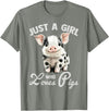 Farm Animal Lover Spotted Pig Cute Art Style Just A Girl Who Loves Pigs Cute Spotted Pig Lover Gift T-Shirt - Olive Heather