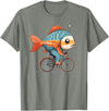 Is like a Fish with a Bicycle Nice Fish Riding Bike, Fish and Bicycle T-Shirt - Olive Heather