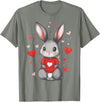 Rabbit Lover Heart Girls Valentine’s Day Women Bunny T-Shirt in Olive Heather