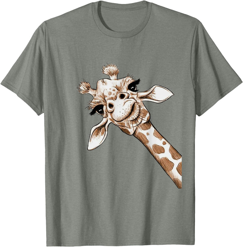 Funny giraffe t-shirt animal love zoo and safari Love Giraffe Women's Wildlife Giraffe Lovers Tee for Children Girls T-Shirt - Olive Heather