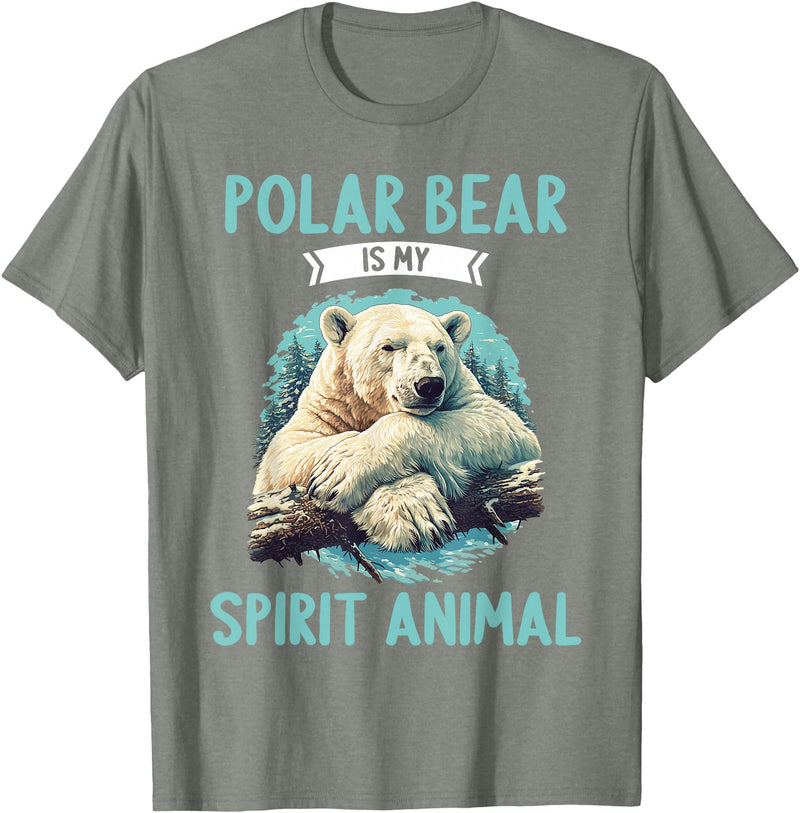 Polar Bears Polar Bear Lovers Shop Polar Bears Polar Bear is my spirit animal T-Shirt - Olive Heather