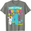 This Little Bunny Rabbit Is 4 Year Old Easter Birthday T-Shirt in Olive Heather