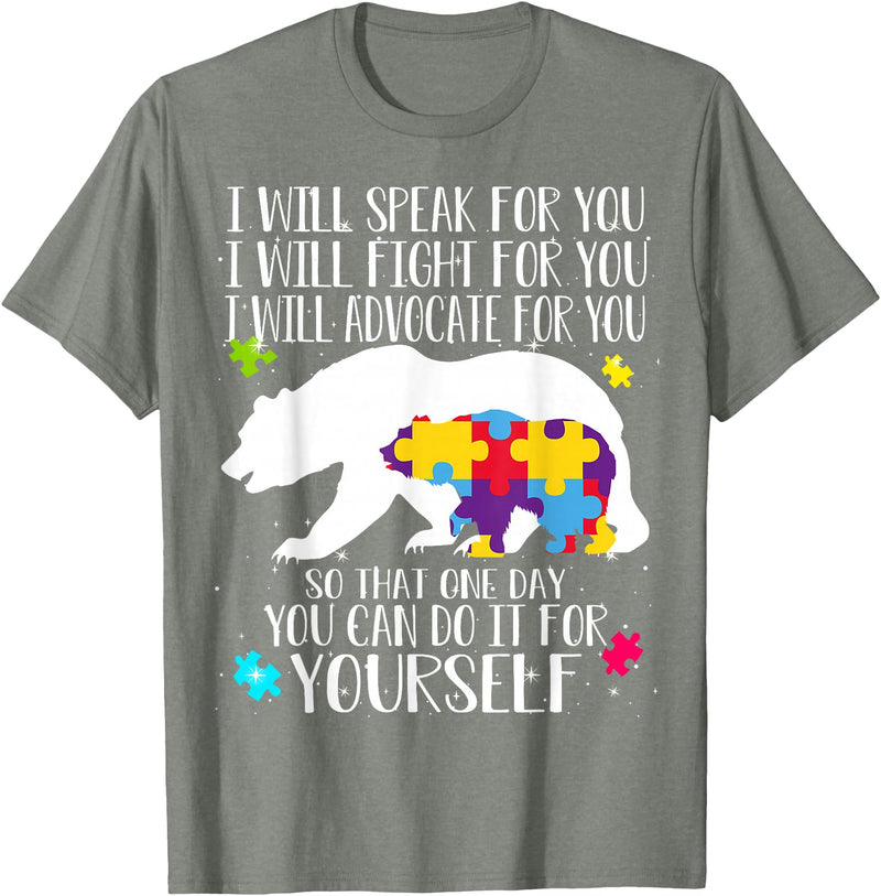 Mama Papa Bear Shirt Autism Awareness Shirt For Women Men T-Shirt - Olive Heather