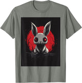 Bunny Anime Goth Scary Men Women Creepy Gothic Anime Rabbit T-Shirt in Olive Heather