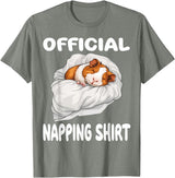 Official Sleep Pajamas Nightgown Sleepwear Co. Guinea Pig Official Napping shirt Pajamas Nightgown T-Shirt - Olive Heather