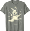 Cute Rabbit Playing Drums Funny Music Animal Drummer Graphic T-Shirt in Olive Heather
