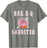 Pig Gangster BBQ Gift Ideas Funny BBQ Gifts for Men- Pork Pig Pit BBQ Gangster T-Shirt - Olive Heather