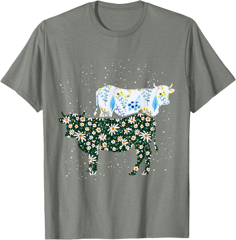 Vintage Animals Designs Vintage Cow T-Shirt - Olive Heather