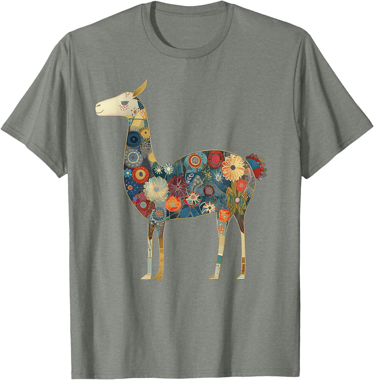We Love Llamas & Alpacas - Peru Souvenirs Co. Llama Alpaca Floral Colorful Flowers Peru Peruvian Souvenir T-Shirt - Olive Heather