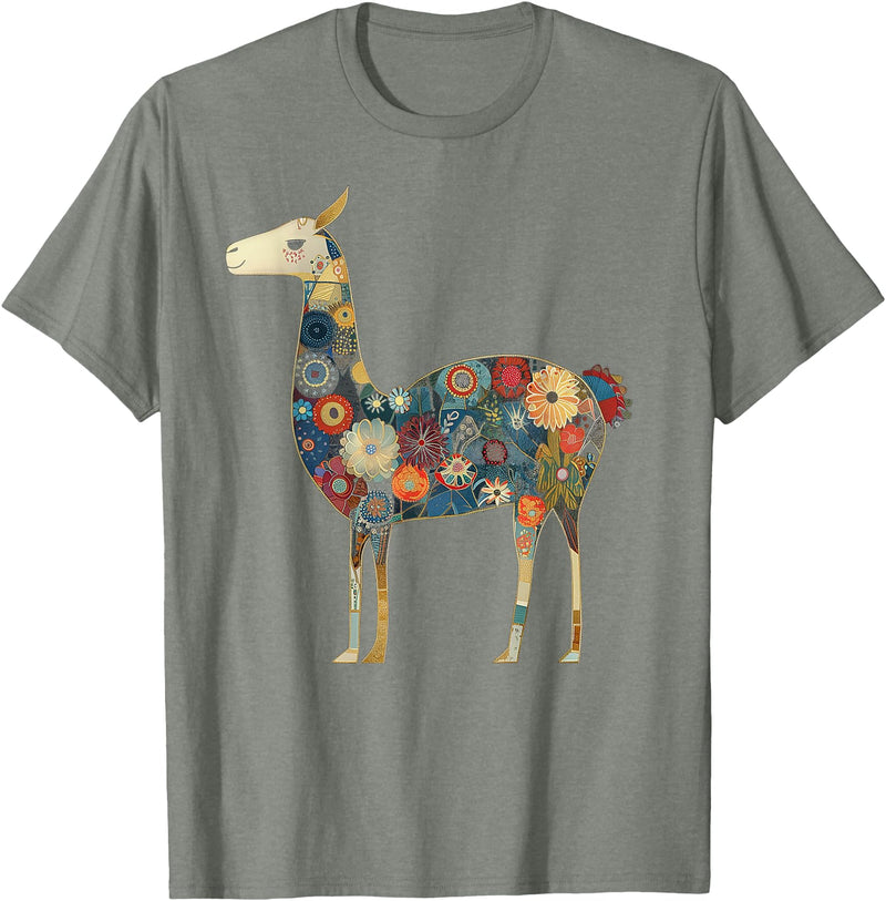 We Love Llamas & Alpacas - Peru Souvenirs Co. Llama Alpaca Floral Colorful Flowers Peru Peruvian Souvenir T-Shirt - Olive Heather