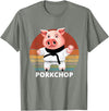 Animals Puns Pig Karate Pork Chop Pun T-Shirt - Olive Heather