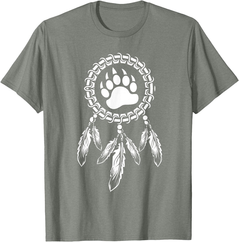 Indigenous Native American For Men Traditional Dreamcatcher Women Bear Native American T-Shirt - Olive Heather