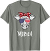 Funny Merica Cow America 4th Of July Retro Vintage Merica American Cow American Flag Retro Vintage Patriotic T-Shirt - Olive