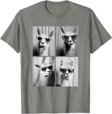 Funny Animal Photography Clothing Co. Funny Llamas with Sunglasses Cool Llama Animals Photo Booth T-Shirt - Olive Heather
